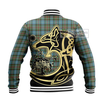 Brisbane Tartan Baseball Jacket with Family Crest Celtic Wolf Style