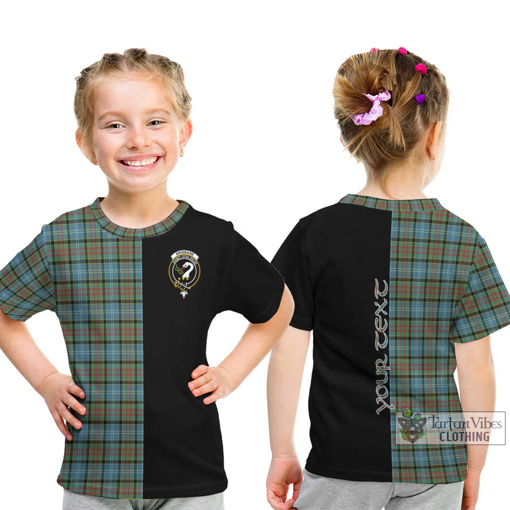 Brisbane Tartan Kid T-Shirt with Family Crest and Half Of Me Style - Tartanvibesclothing Shop