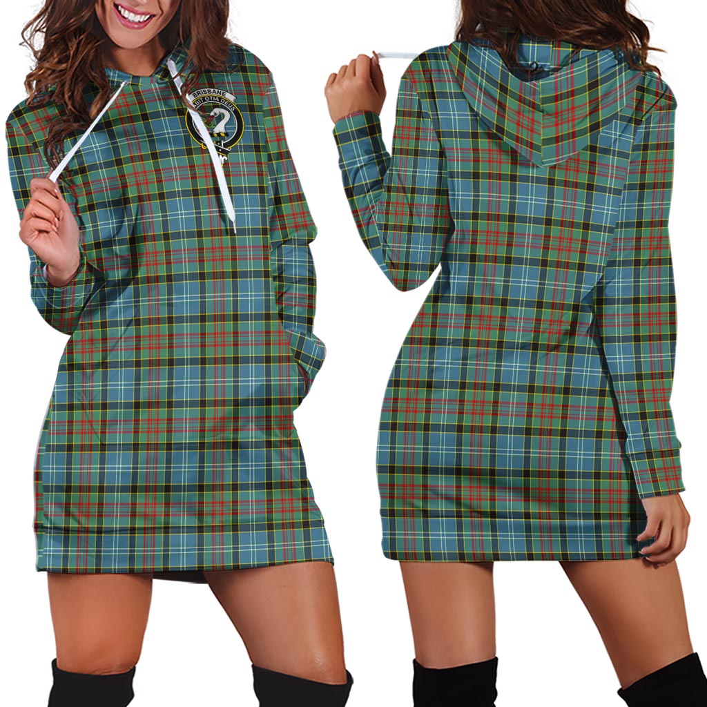 Brisbane Tartan Hoodie Dress with Family Crest - Tartan Vibes Clothing