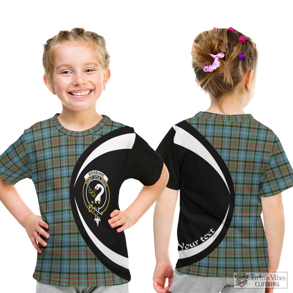 Brisbane Tartan Kid T-Shirt with Family Crest Circle Style - Tartan Vibes Clothing