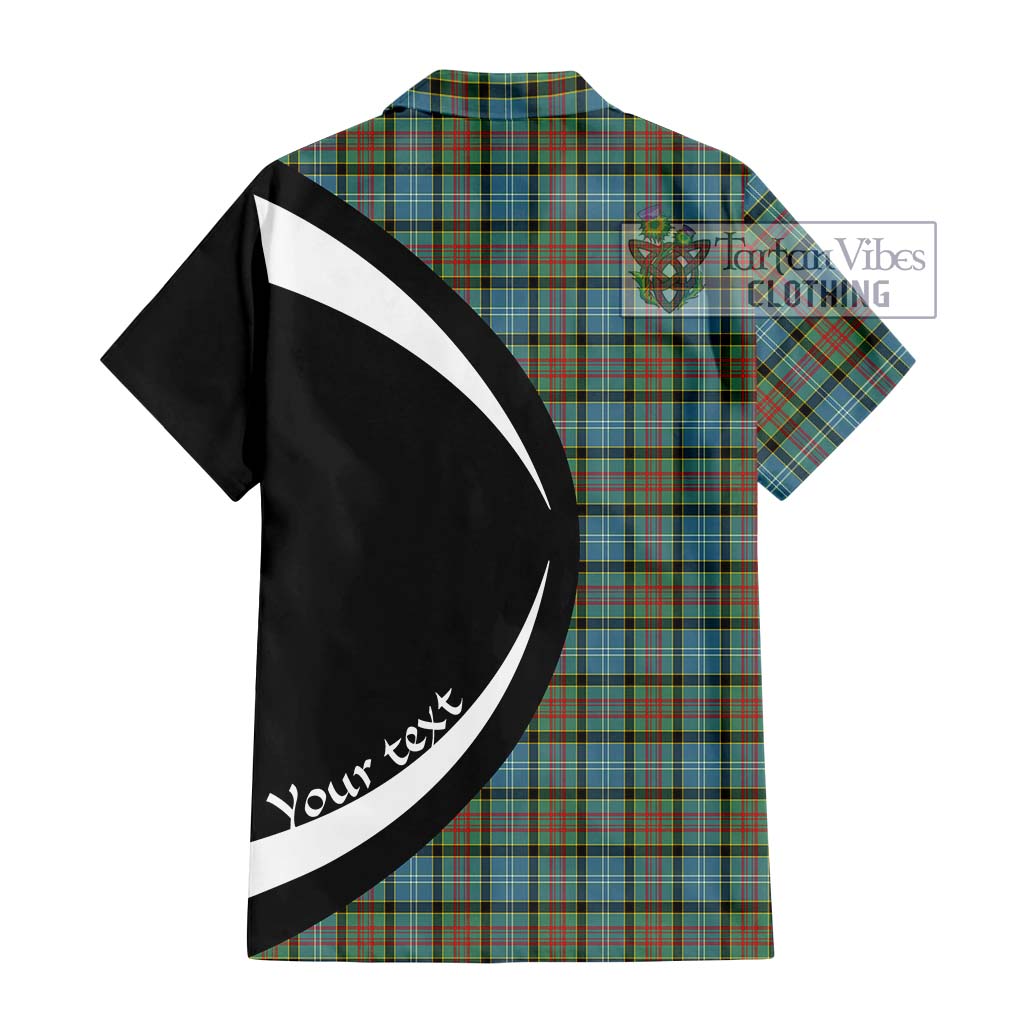 Brisbane Tartan Short Sleeve Button Up with Family Crest Circle Style - Tartan Vibes Clothing