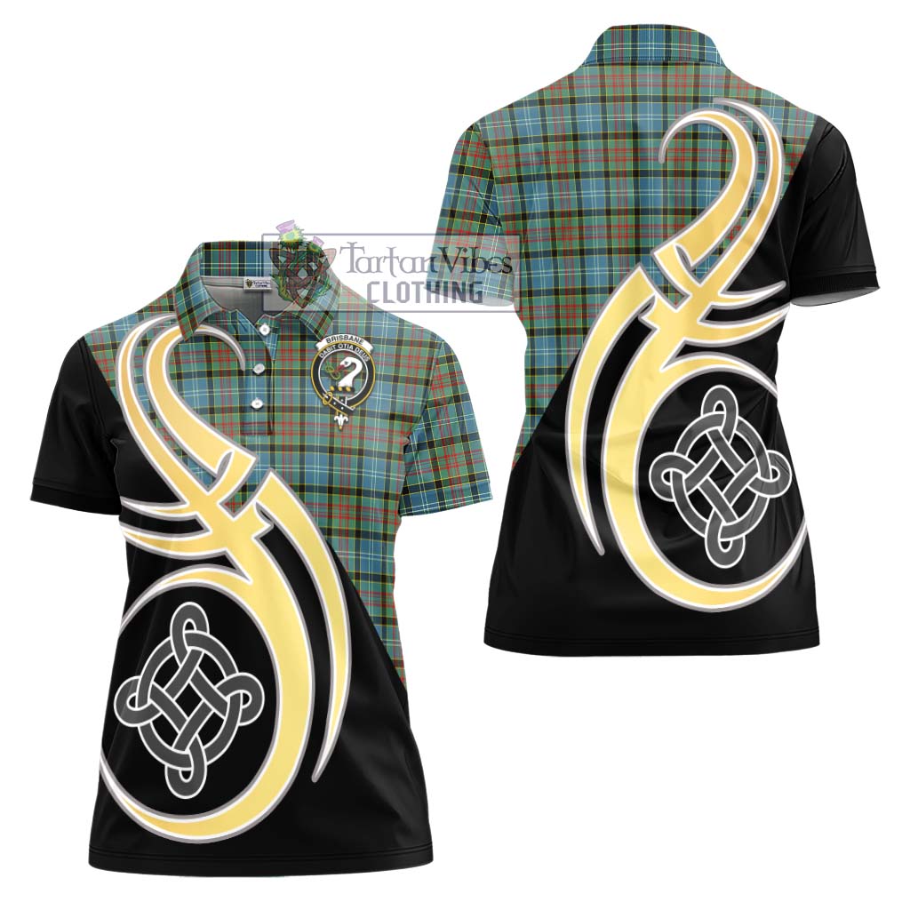 Brisbane Tartan Women's Polo Shirt with Family Crest and Celtic Symbol Style - Tartan Vibes Clothing