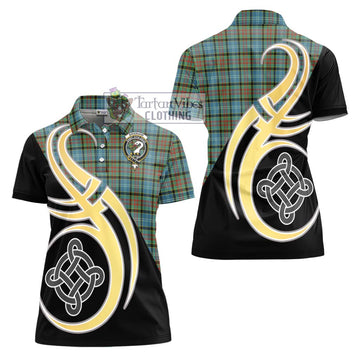 Brisbane Tartan Women's Polo Shirt with Family Crest and Celtic Symbol Style