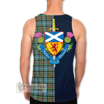 Brisbane Tartan Men's Tank Top Alba with Scottish Lion Royal Arm Half Style