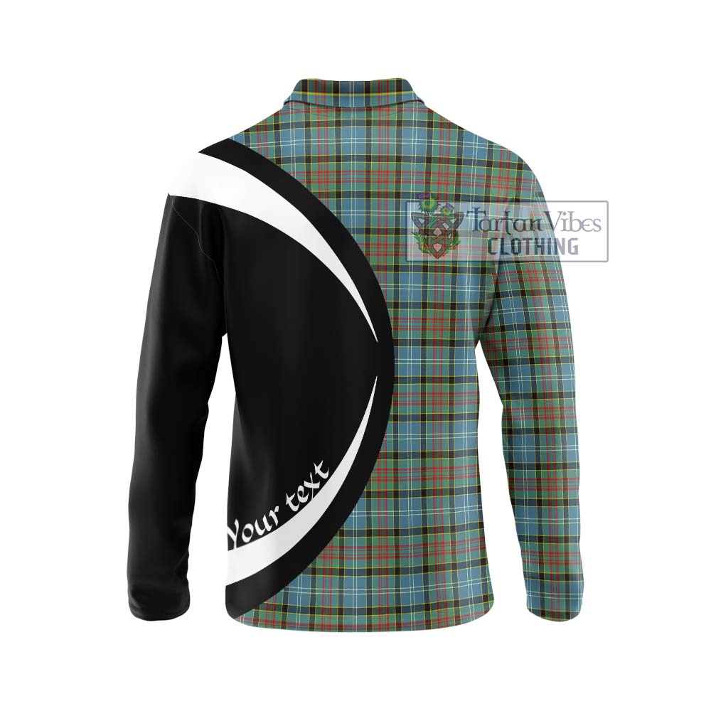 Brisbane Tartan Long Sleeve Polo Shirt with Family Crest Circle Style - Tartan Vibes Clothing