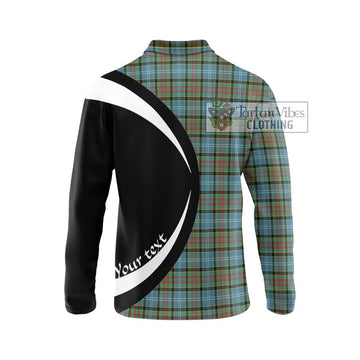 Brisbane Tartan Long Sleeve Polo Shirt with Family Crest Circle Style