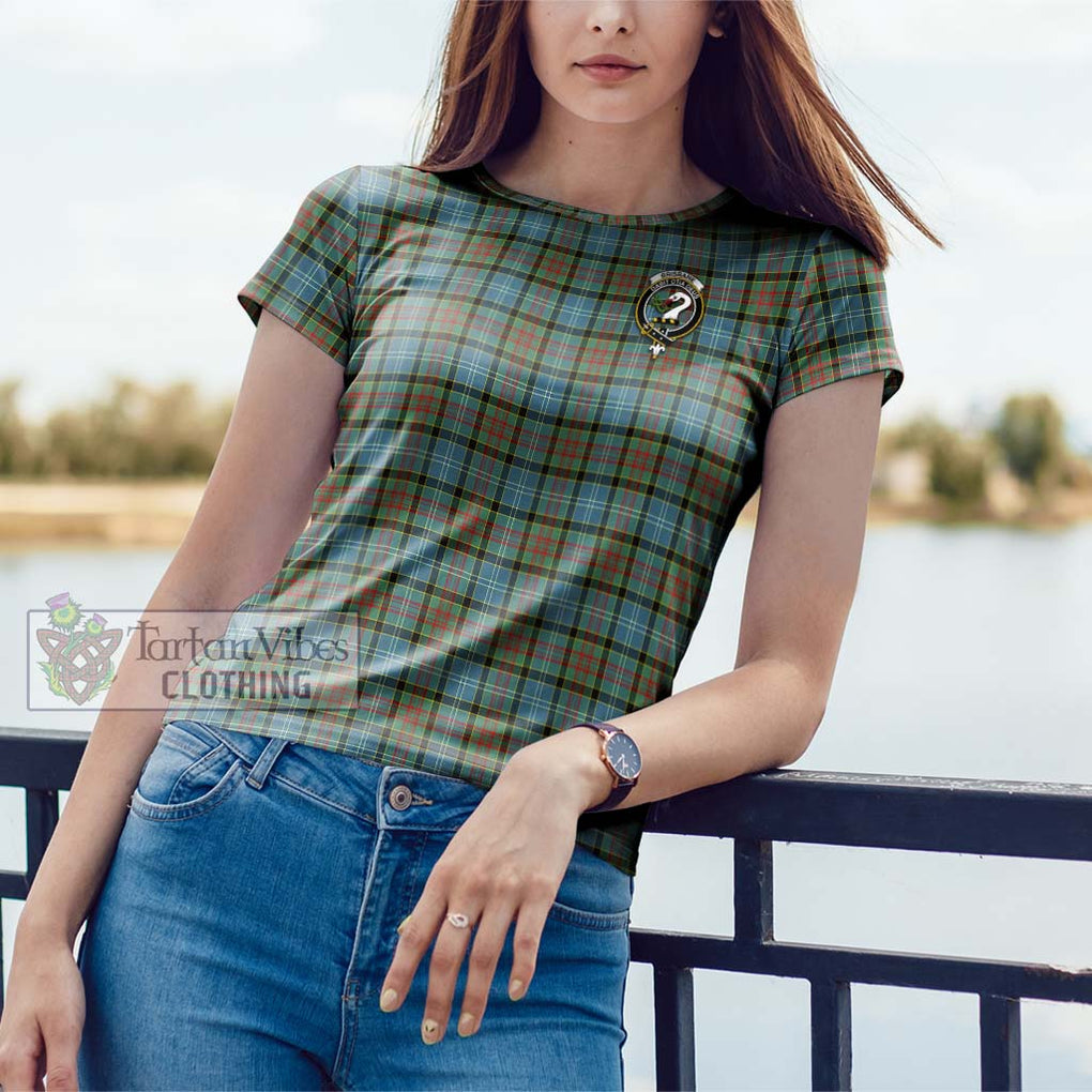 Brisbane Tartan Cotton T-Shirt with Family Crest Women's Shirt - Tartanvibesclothing Shop