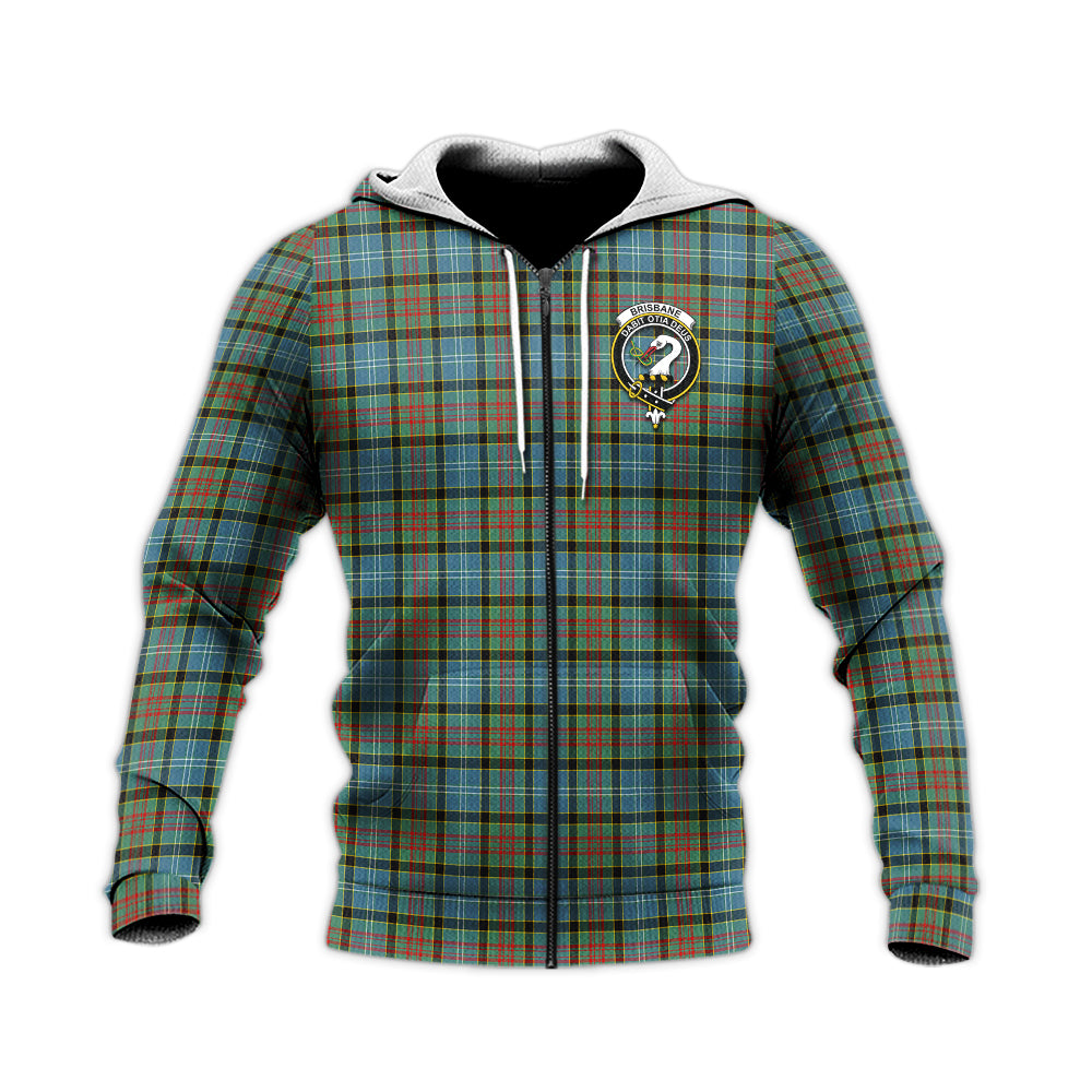 Brisbane modern Tartan Knitted Hoodie with Family Crest Unisex Knitted Zip Hoodie - Tartanvibesclothing