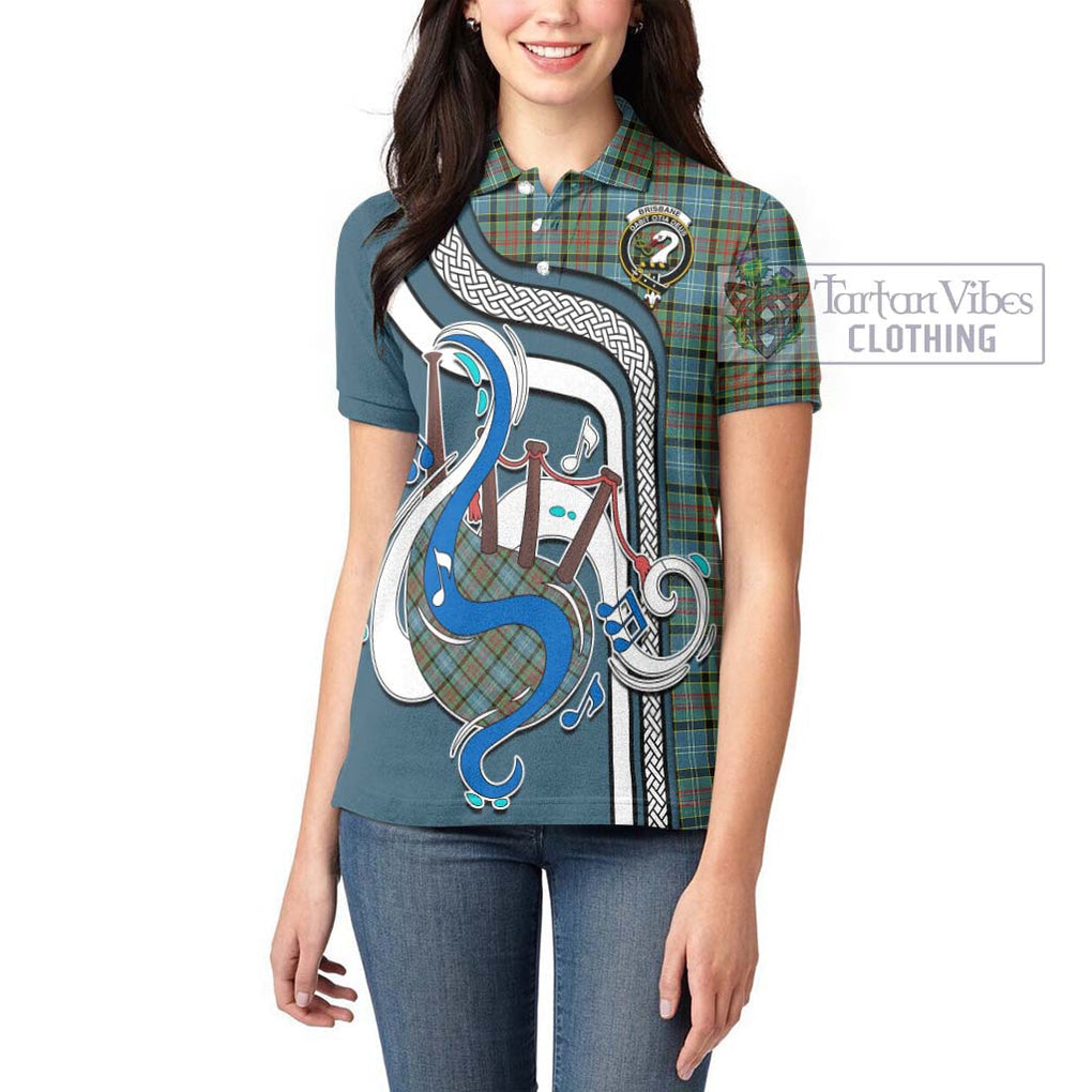 Brisbane Tartan Women's Polo Shirt with Epic Bagpipe Style - Tartanvibesclothing Shop