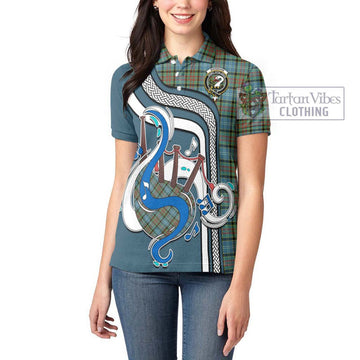 Brisbane Tartan Women's Polo Shirt with Epic Bagpipe Style