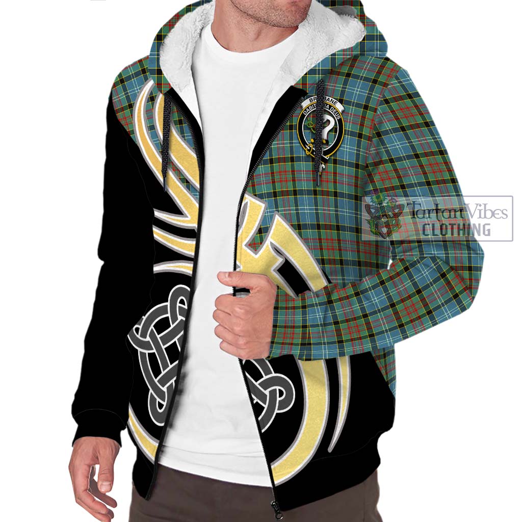 Brisbane Tartan Sherpa Hoodie with Family Crest and Celtic Symbol Style - Tartan Vibes Clothing