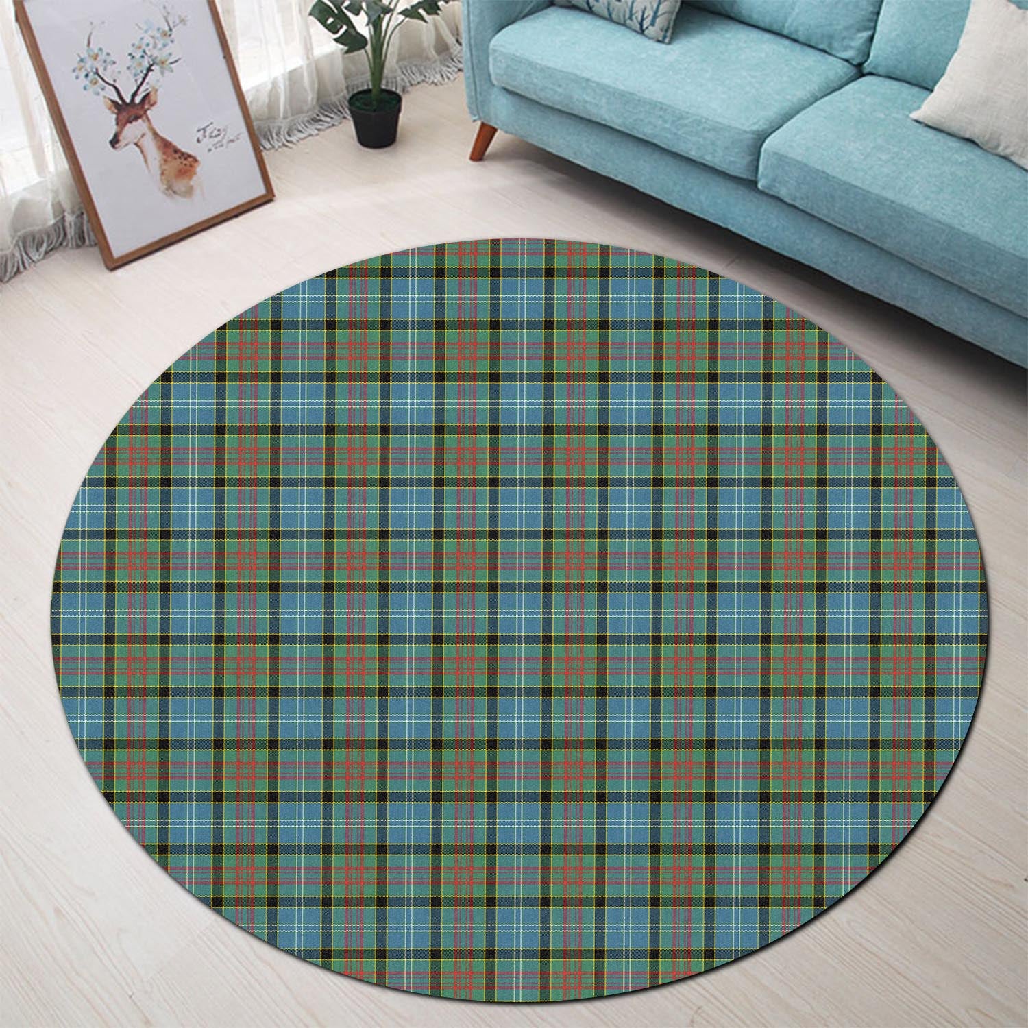 Brisbane modern Tartan Round Rug - Tartanvibesclothing