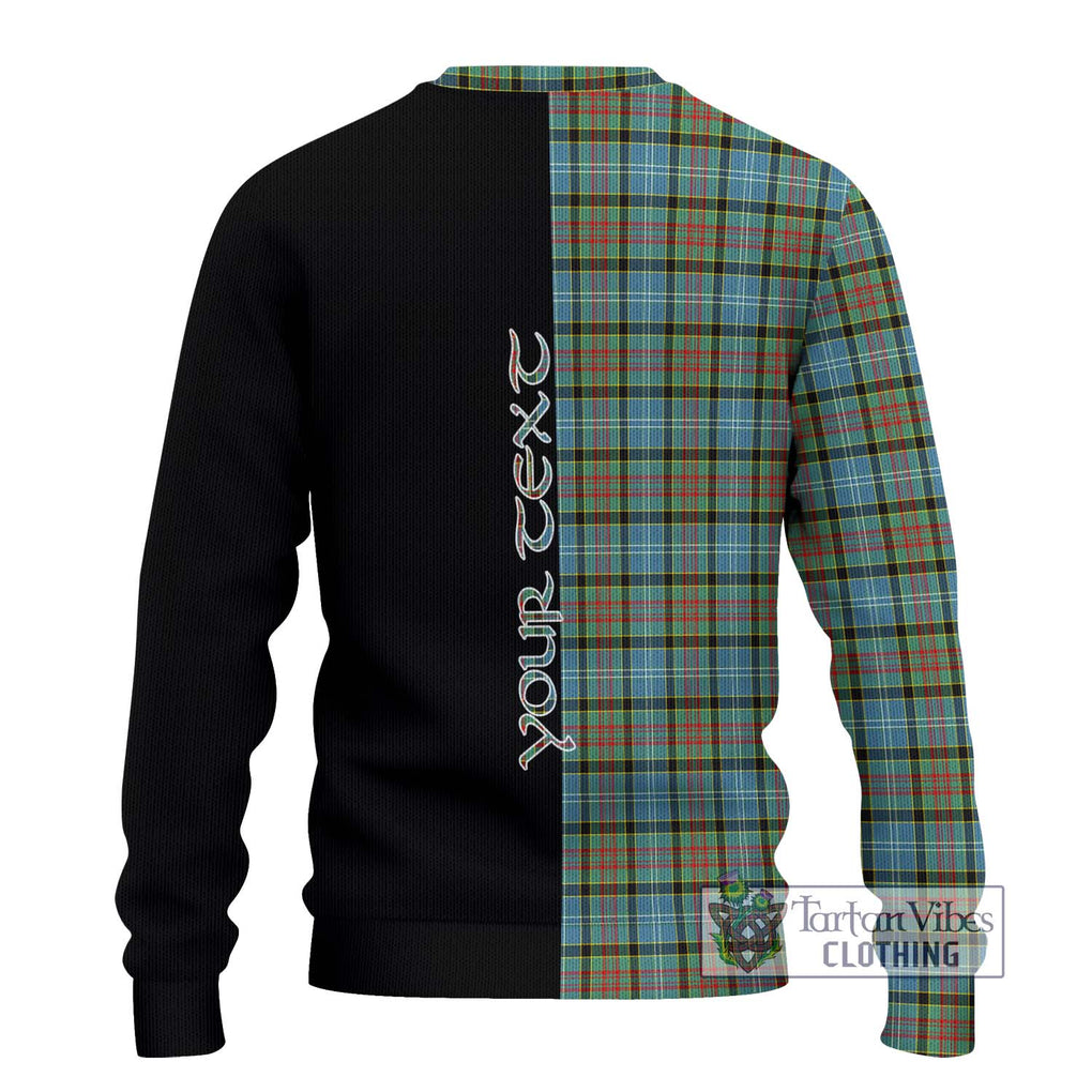 Brisbane Tartan Knitted Sweater with Family Crest and Half Of Me Style - Tartanvibesclothing Shop