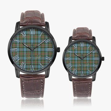 Brisbane Tartan Personalized Your Text Leather Trap Quartz Watch