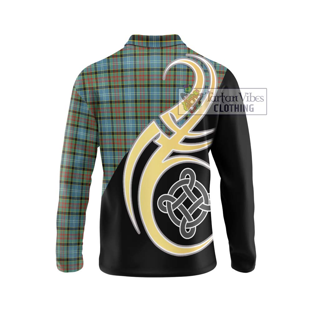 Brisbane Tartan Long Sleeve Polo Shirt with Family Crest and Celtic Symbol Style - Tartan Vibes Clothing