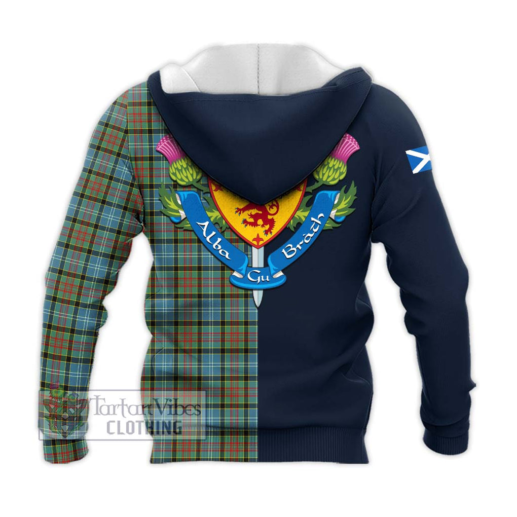 Tartan Vibes Clothing Brisbane Modern Tartan Knitted Hoodie with Scottish Lion Royal Arm Half Style