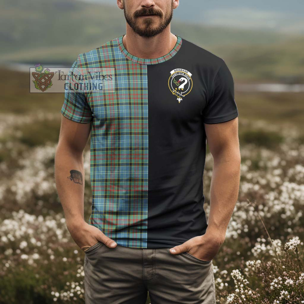 Brisbane Tartan T-Shirt with Family Crest and Half Of Me Style - Tartanvibesclothing Shop