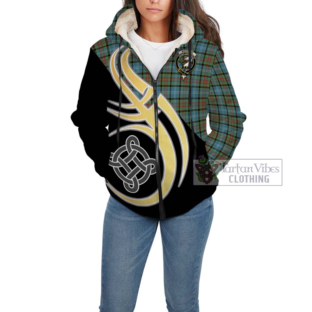 Brisbane Tartan Sherpa Hoodie with Family Crest and Celtic Symbol Style Unisex - Tartan Vibes Clothing