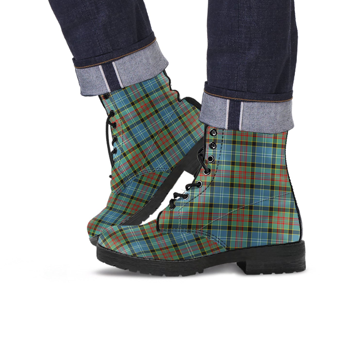 Brisbane modern Tartan Leather Boots - Tartanvibesclothing