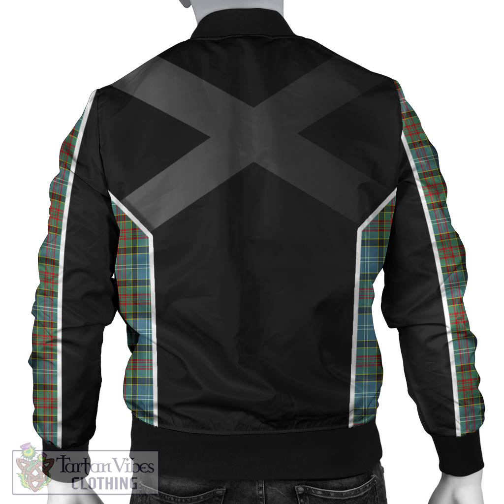 Tartan Vibes Clothing Brisbane modern Tartan Bomber Jacket with Family Crest and Scottish Thistle Vibes Sport Style