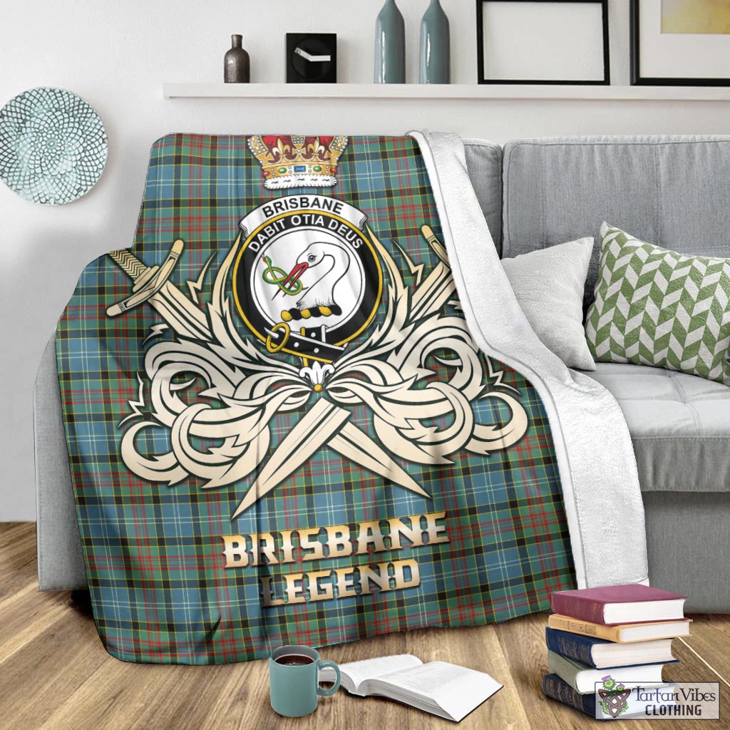 Tartan Vibes Clothing Brisbane modern Tartan Blanket with Clan Crest and the Golden Sword of Courageous Legacy