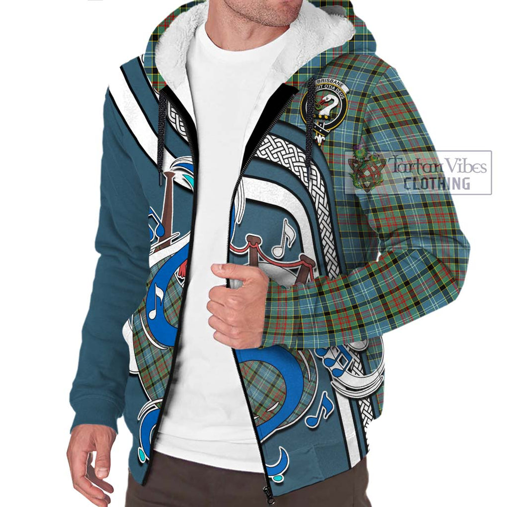 Brisbane Tartan Sherpa Hoodie with Epic Bagpipe Style Unisex - Tartanvibesclothing Shop