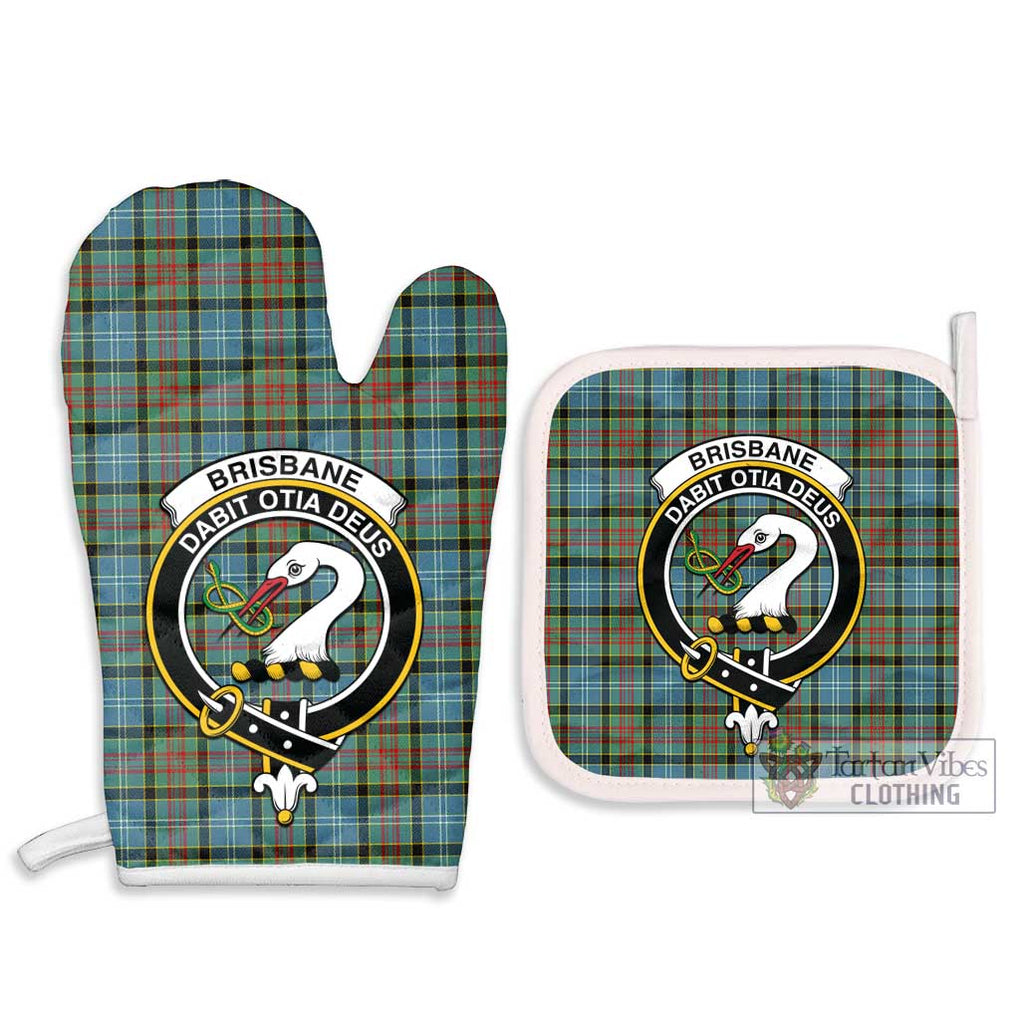 Brisbane Tartan Combo Oven Mitt & Pot-Holder with Family Crest Combo 1 Oven Mitt & 2 Pot-Holder White - Tartan Vibes Clothing