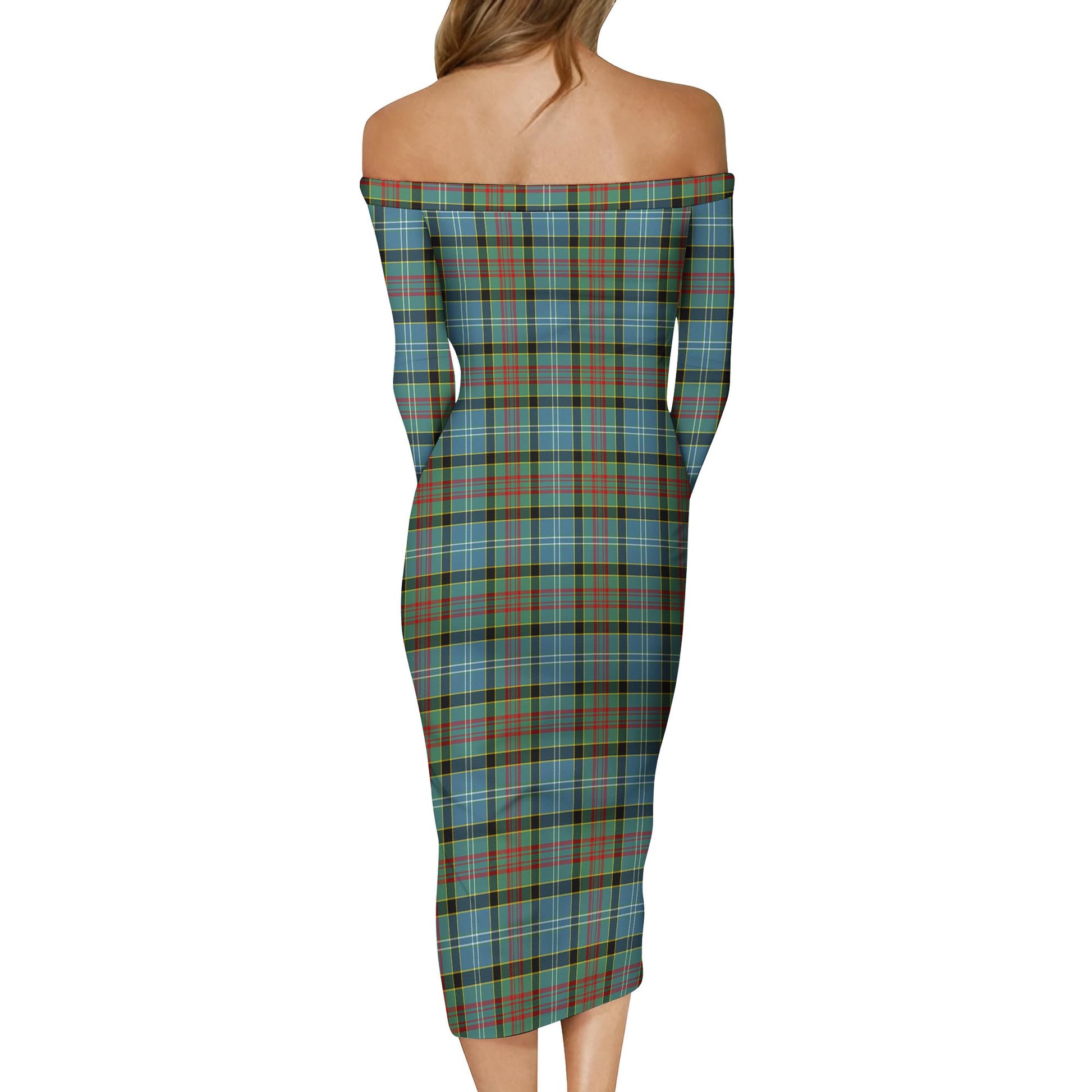 Brisbane modern Tartan Off Shoulder Lady Dress - Tartanvibesclothing