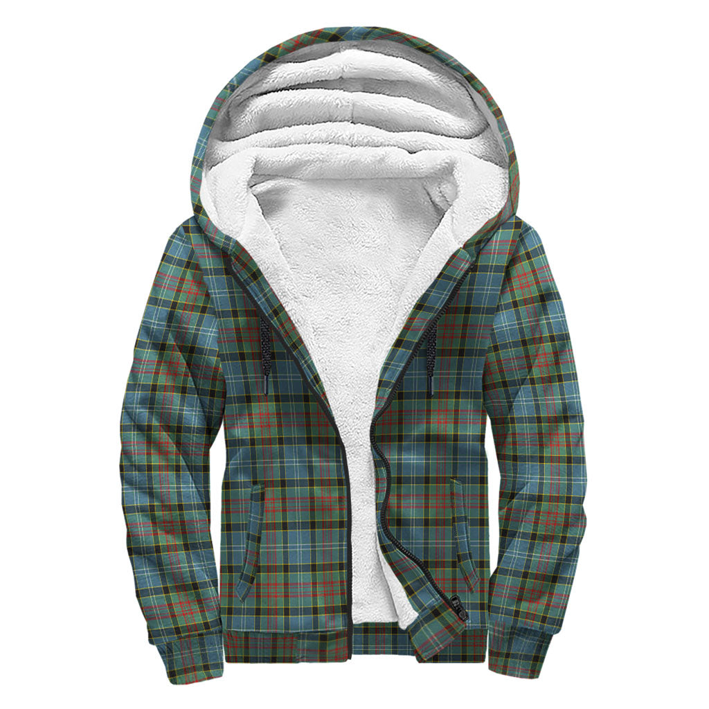 Brisbane modern Tartan Sherpa Hoodie with Family Crest - Tartanvibesclothing