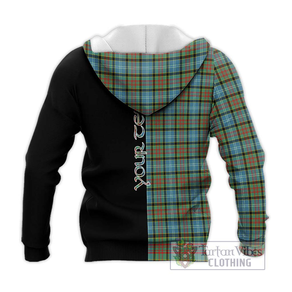 Brisbane Tartan Knitted Hoodie with Family Crest and Half Of Me Style - Tartanvibesclothing Shop