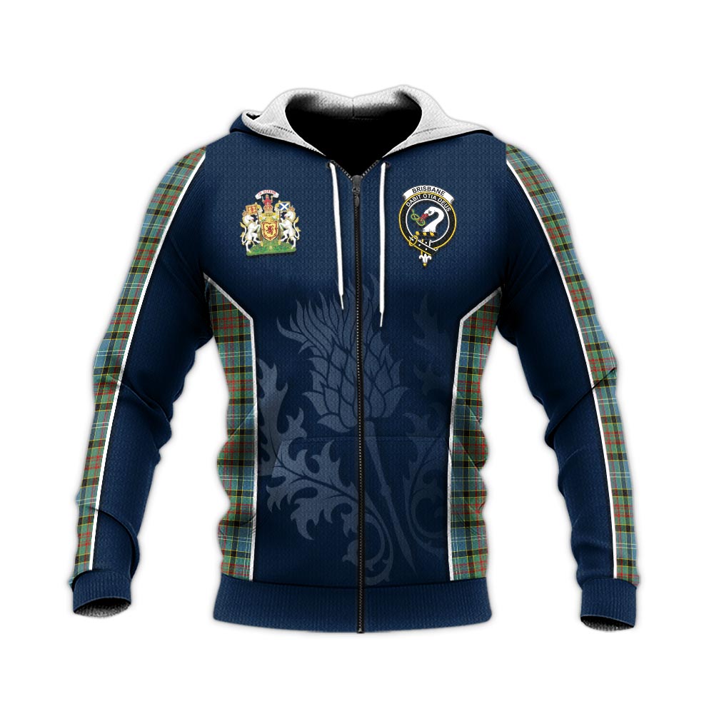 Tartan Vibes Clothing Brisbane modern Tartan Knitted Hoodie with Family Crest and Scottish Thistle Vibes Sport Style