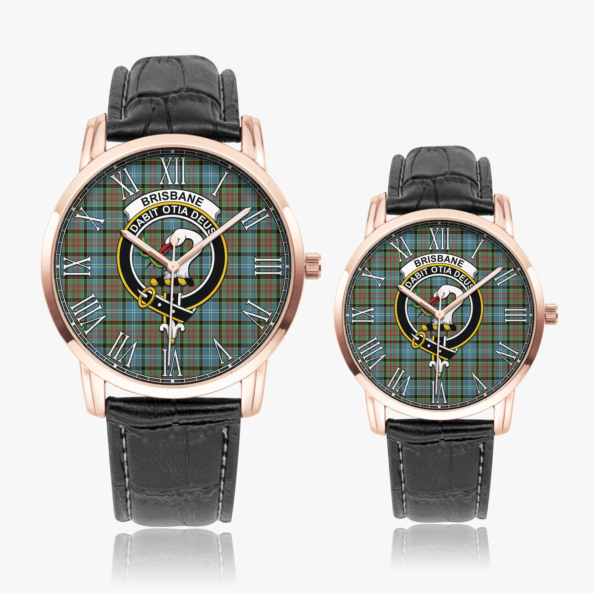 Brisbane modern Tartan Family Crest Leather Strap Quartz Watch - Tartanvibesclothing