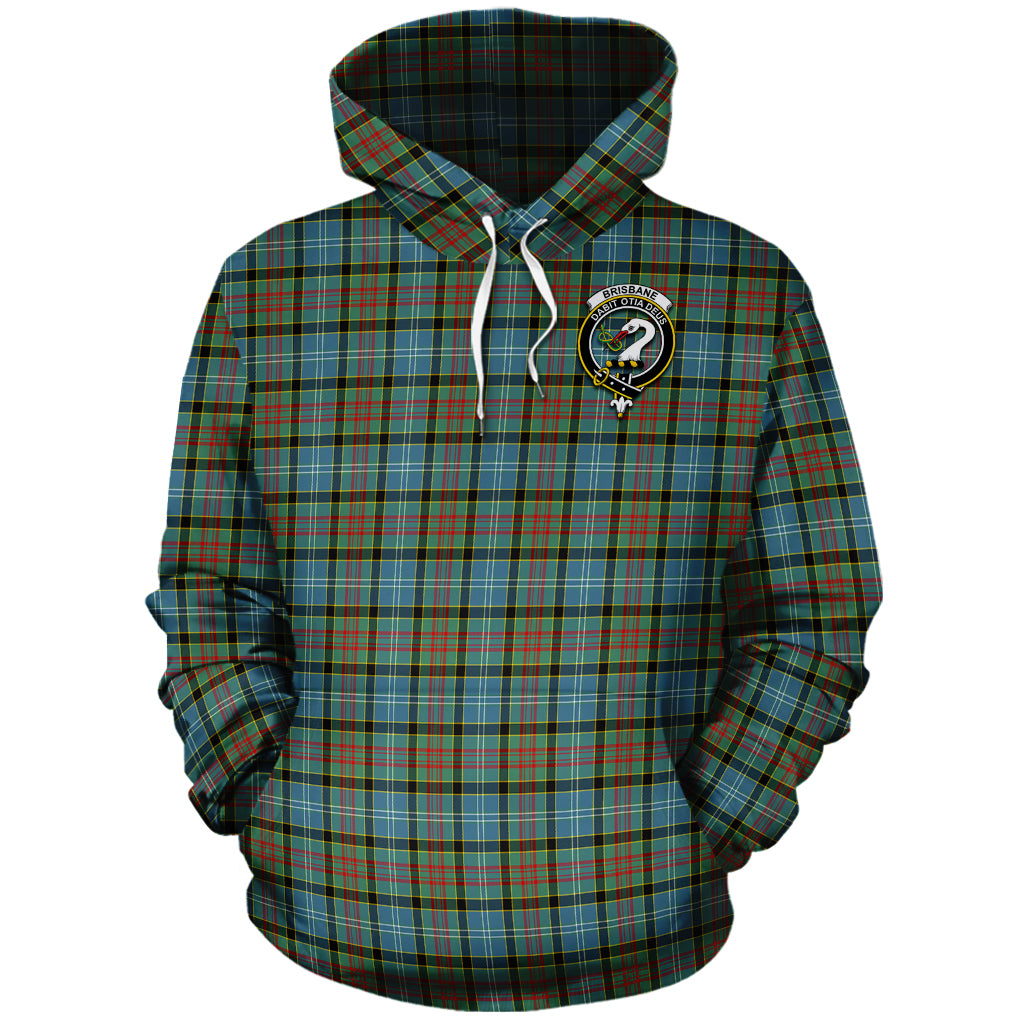 Brisbane modern Tartan Hoodie with Family Crest - Tartanvibesclothing