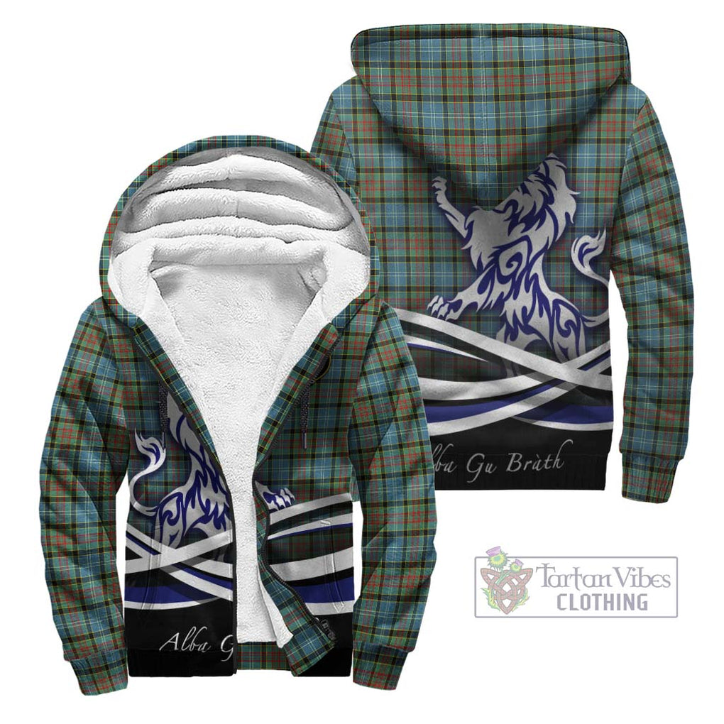 Brisbane Tartan Sherpa Hoodie with Alba Gu Brath Regal Lion Emblem Unisex - Tartanvibesclothing Shop