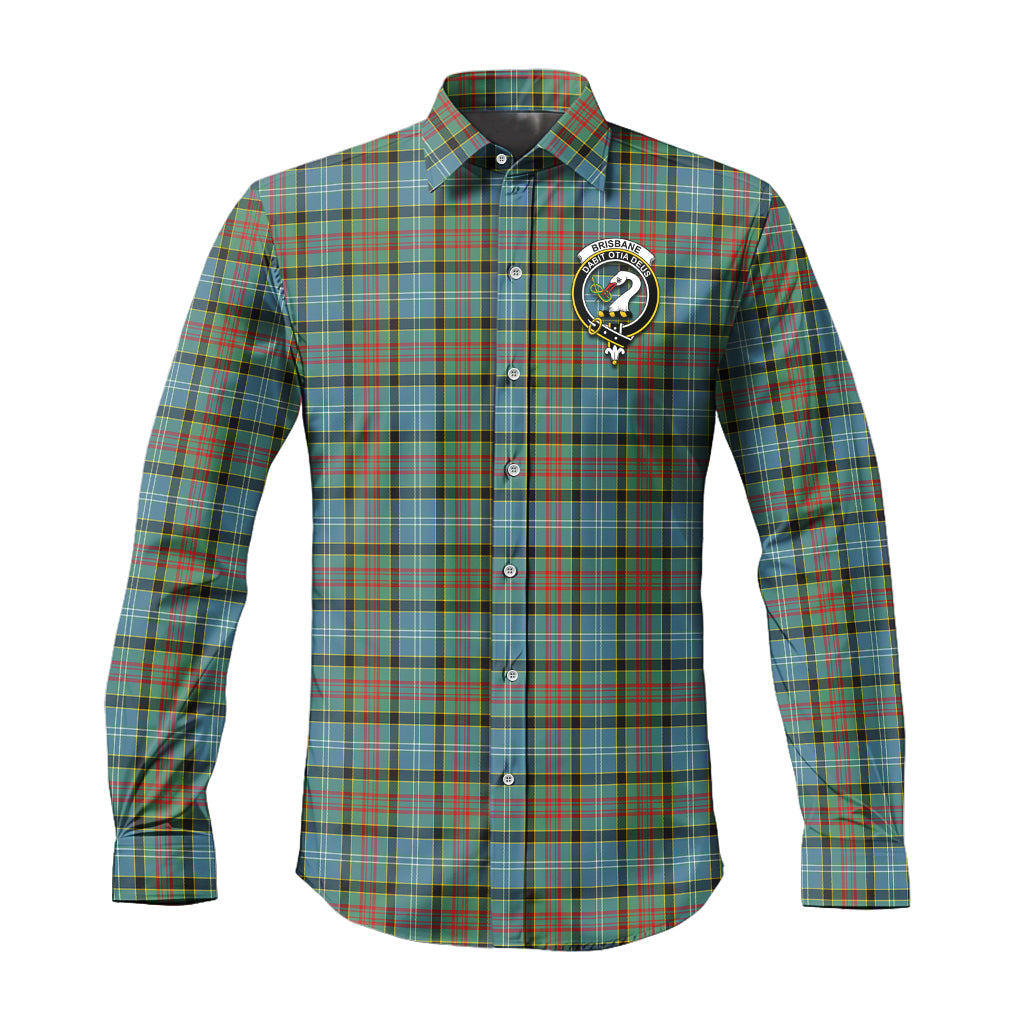 Brisbane modern Tartan Long Sleeve Button Up Shirt with Family Crest - Tartanvibesclothing