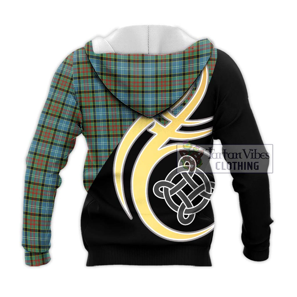 Brisbane Tartan Knitted Hoodie with Family Crest and Celtic Symbol Style - Tartan Vibes Clothing