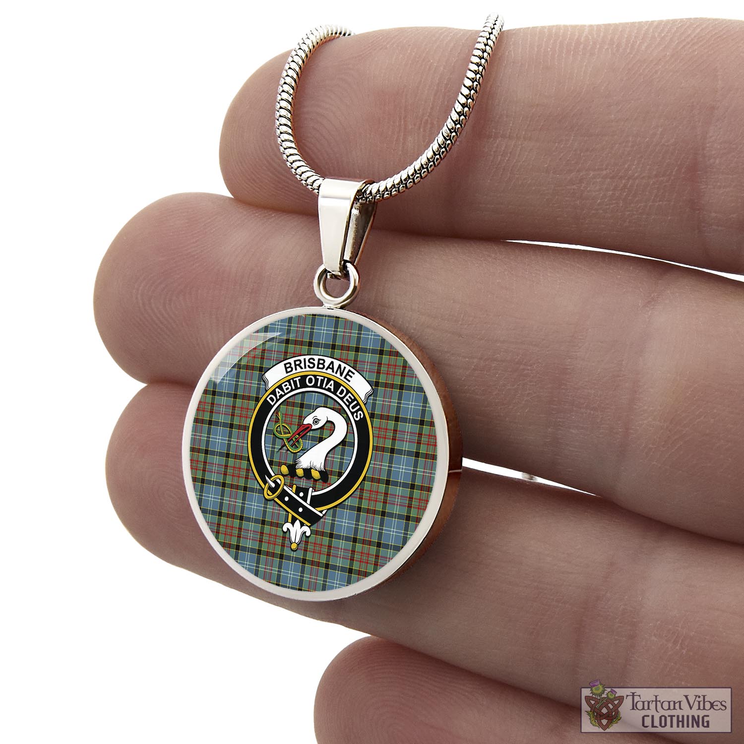 Tartan Vibes Clothing Brisbane modern Tartan Circle Necklace with Family Crest