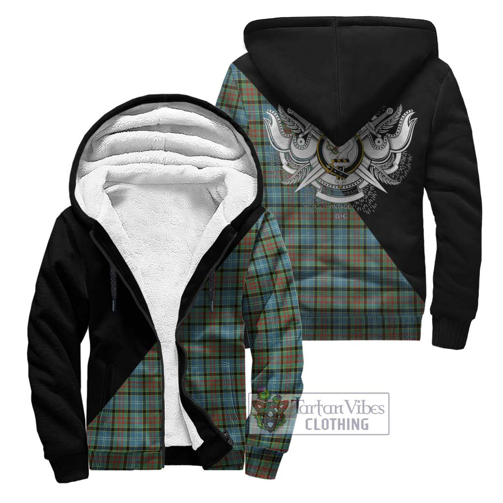 Brisbane Tartan Sherpa Hoodie with Family Crest and Military Logo Style Unisex - Tartanvibesclothing Shop