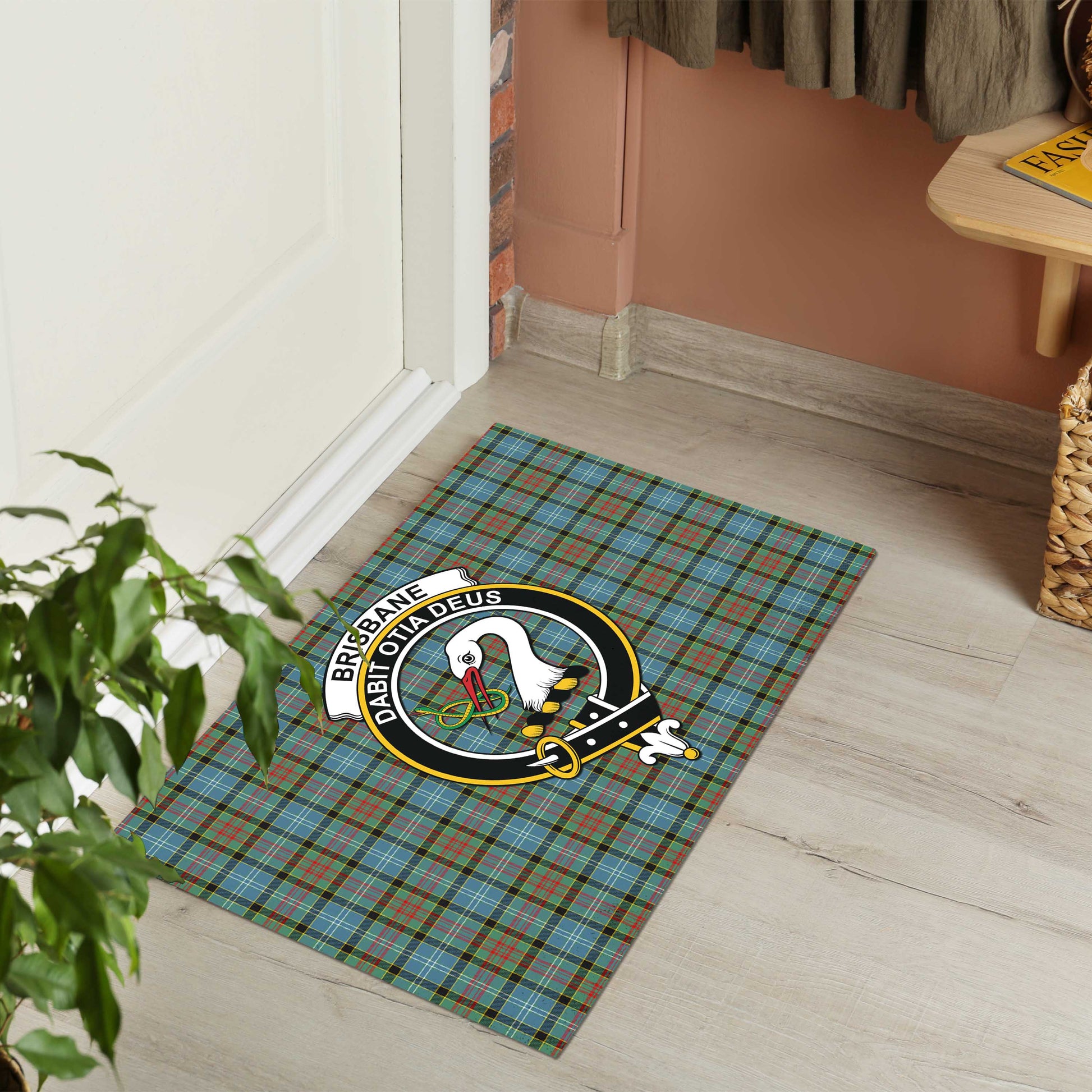 Brisbane modern Tartan Door Mat with Family Crest - Tartanvibesclothing