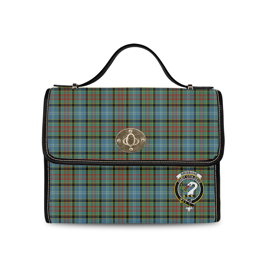 Brisbane modern Tartan Leather Strap Waterproof Canvas Bag with Family Crest - Tartanvibesclothing