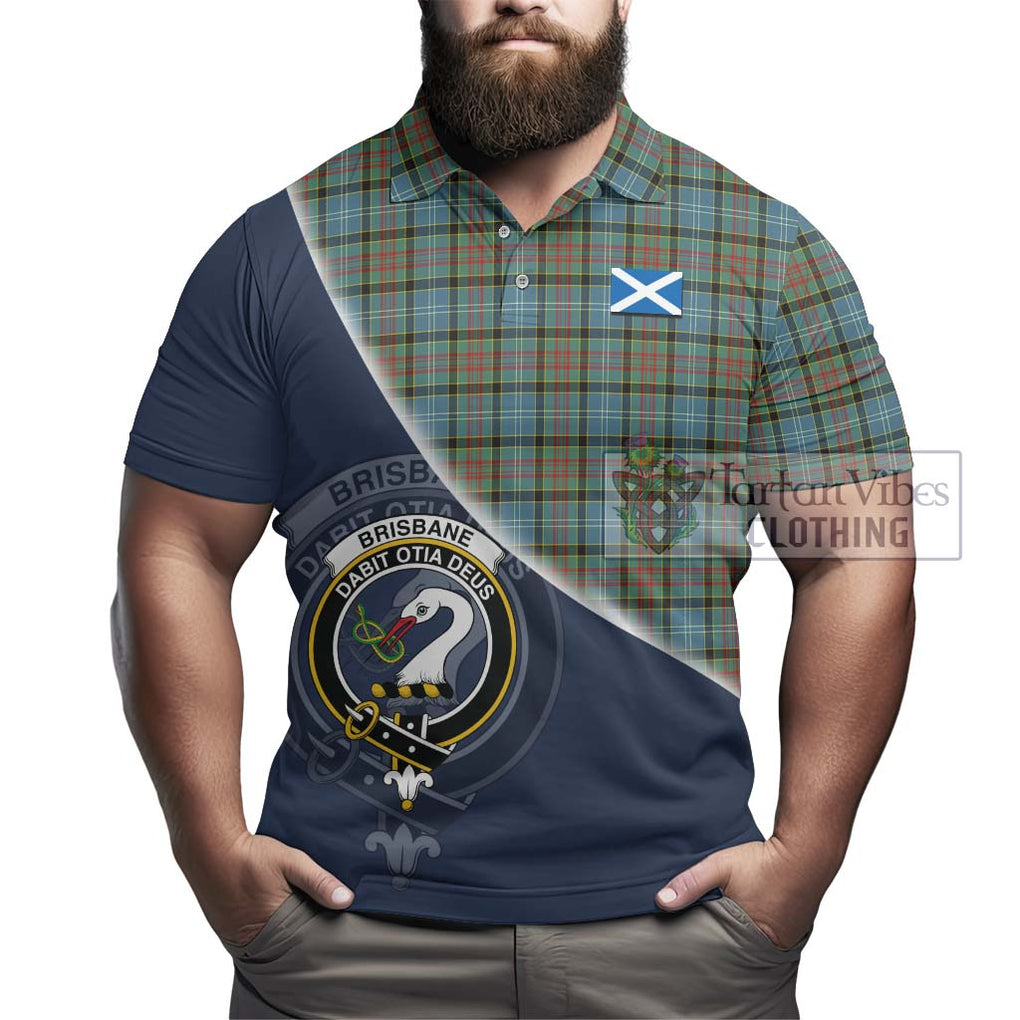 Brisbane Tartan Polo Shirt with Personalised National Flag and Family Crest Half Style - Tartanvibesclothing Shop