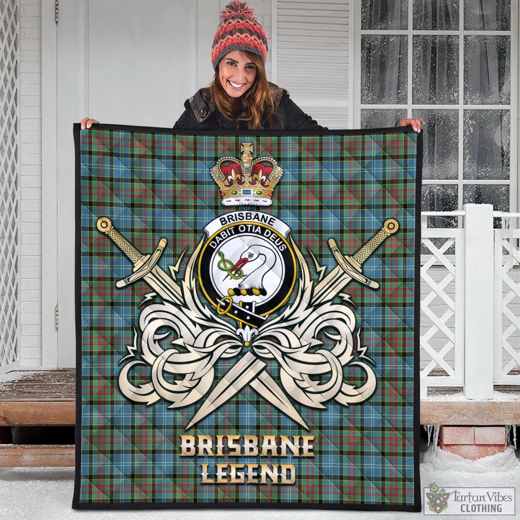 Tartan Vibes Clothing Brisbane modern Tartan Quilt with Clan Crest and the Golden Sword of Courageous Legacy