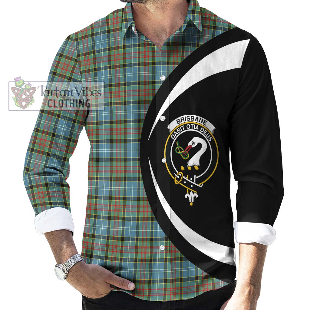 Brisbane Tartan Long Sleeve Button Up with Family Crest Circle Style - Tartan Vibes Clothing