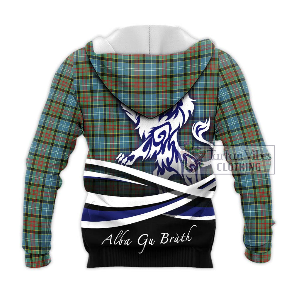 Brisbane Tartan Knitted Hoodie with Alba Gu Brath Regal Lion Emblem - Tartanvibesclothing Shop