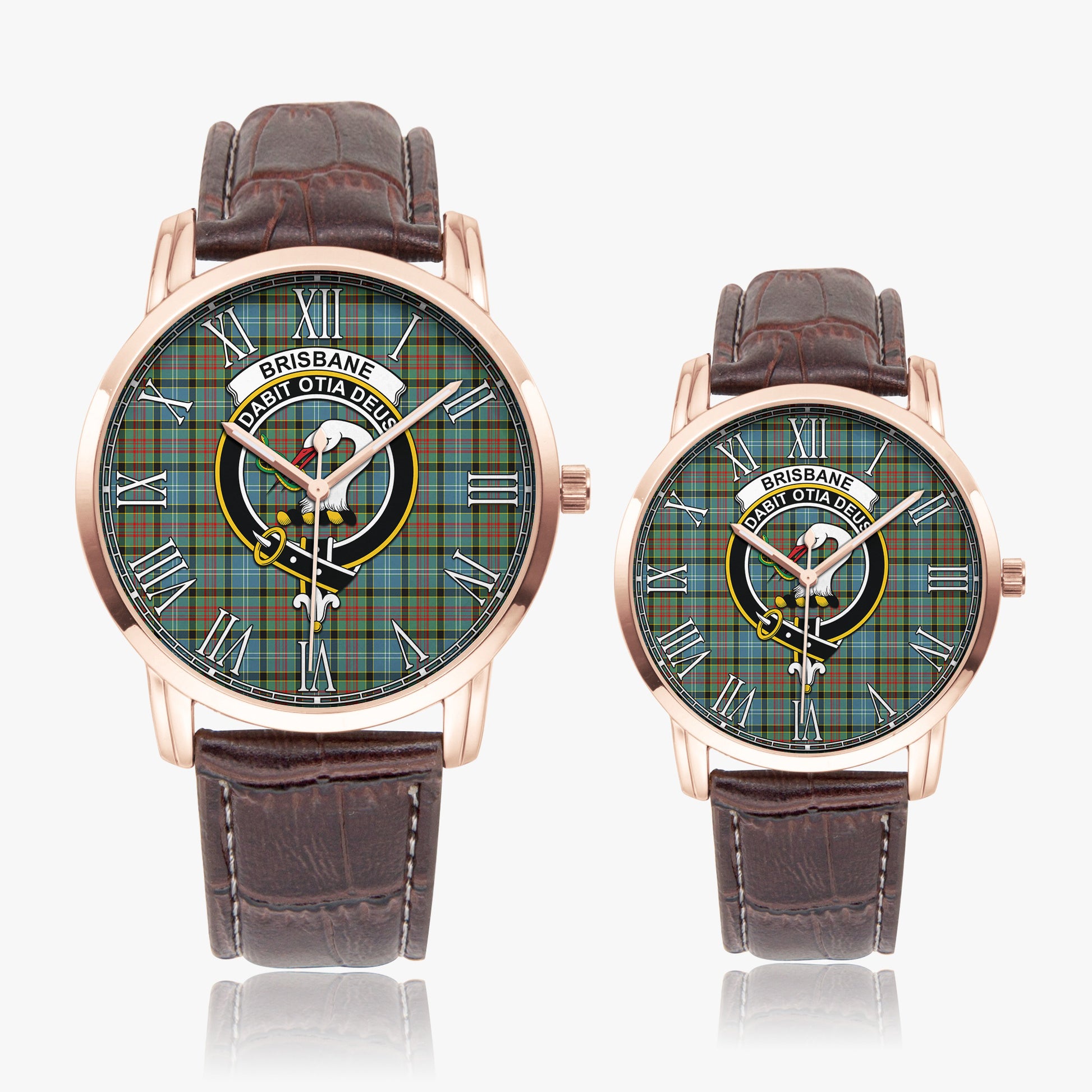 Brisbane modern Tartan Family Crest Leather Strap Quartz Watch - Tartanvibesclothing