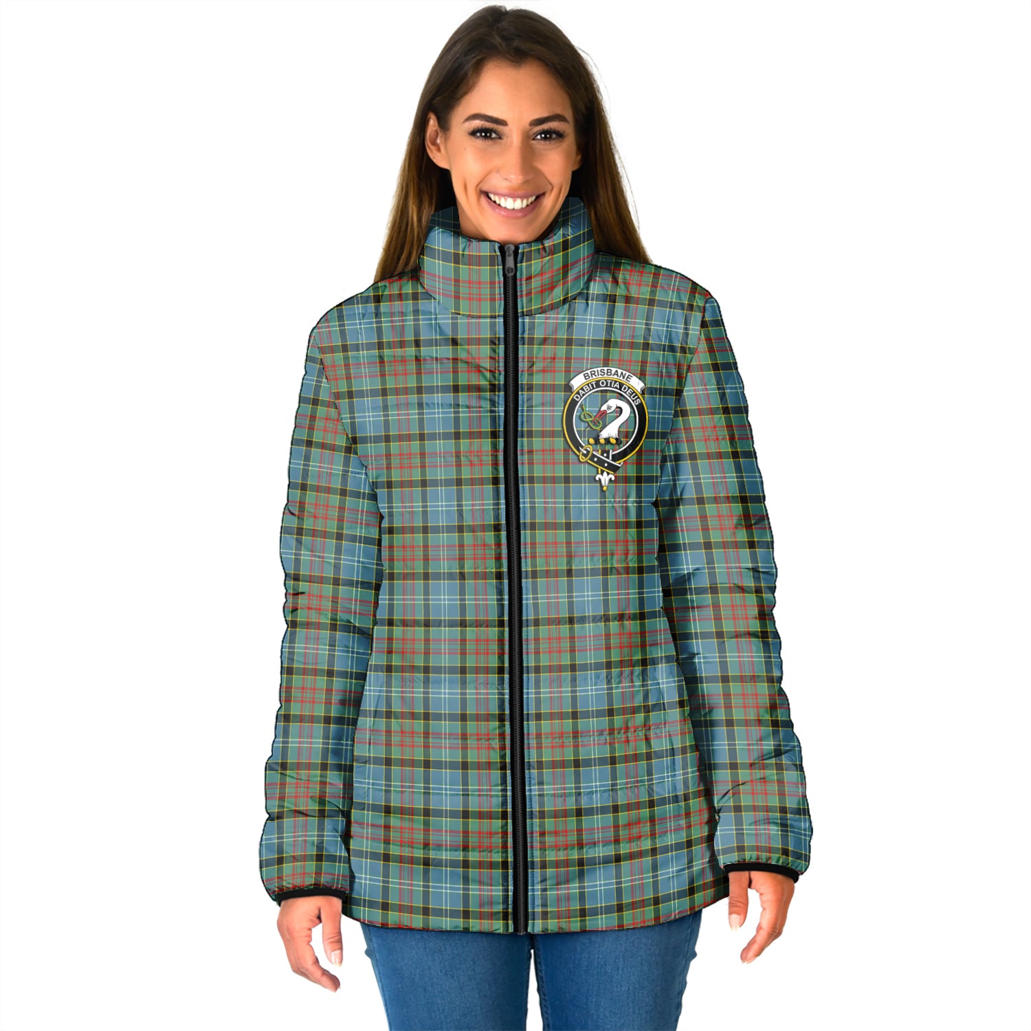 Brisbane Tartan Padded Jacket with Family Crest - Tartan Vibes Clothing