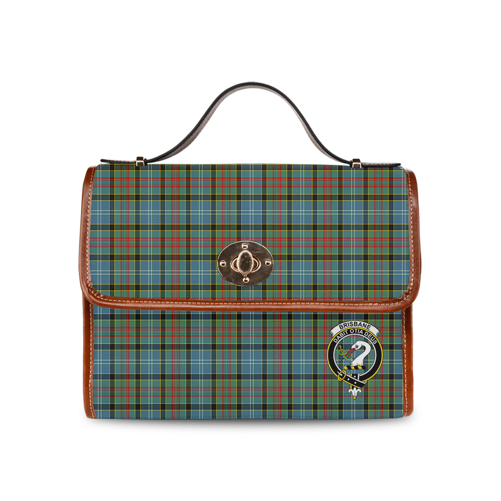 Brisbane modern Tartan Leather Strap Waterproof Canvas Bag with Family Crest - Tartanvibesclothing