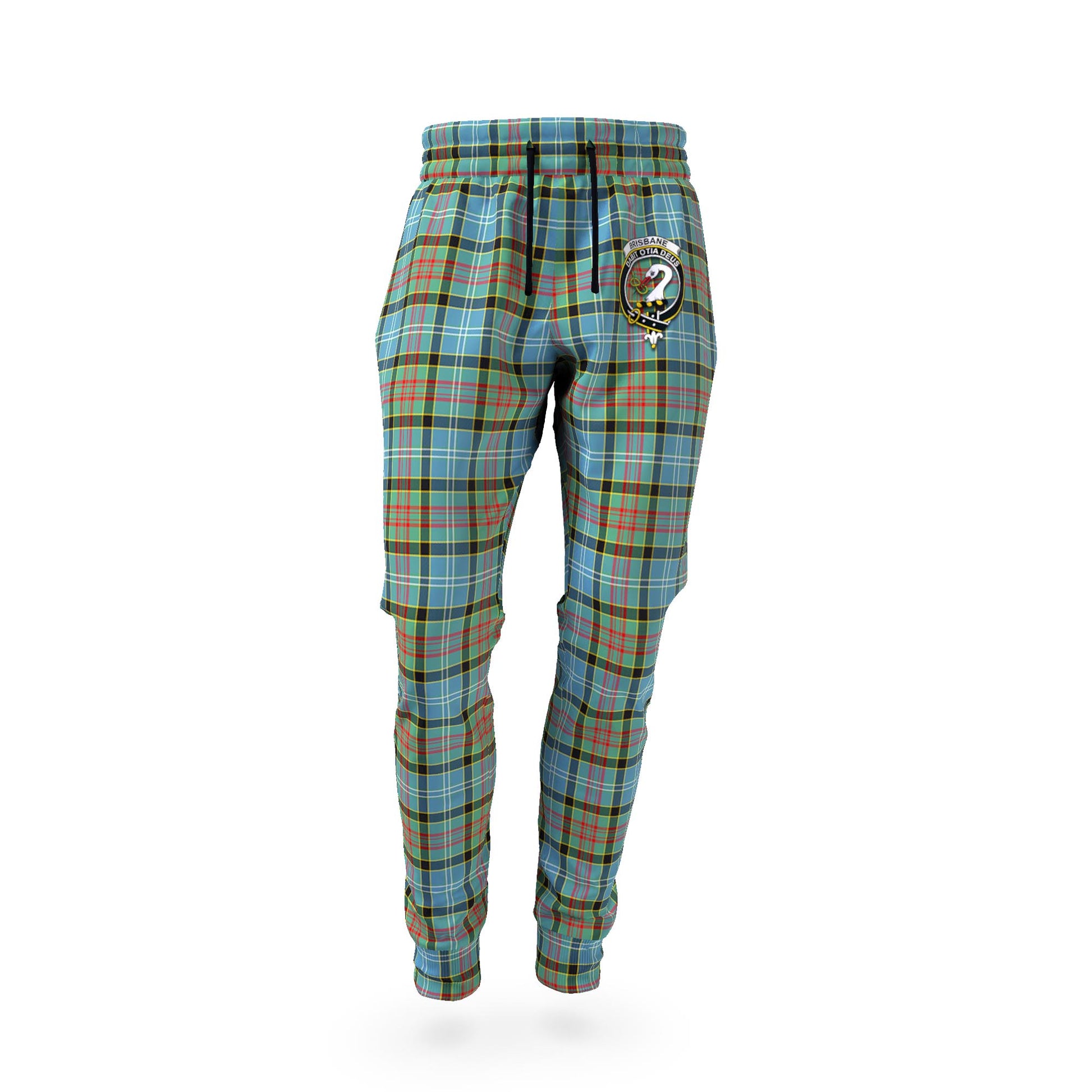 Brisbane Tartan Joggers Pants with Family Crest - Tartan Vibes Clothing