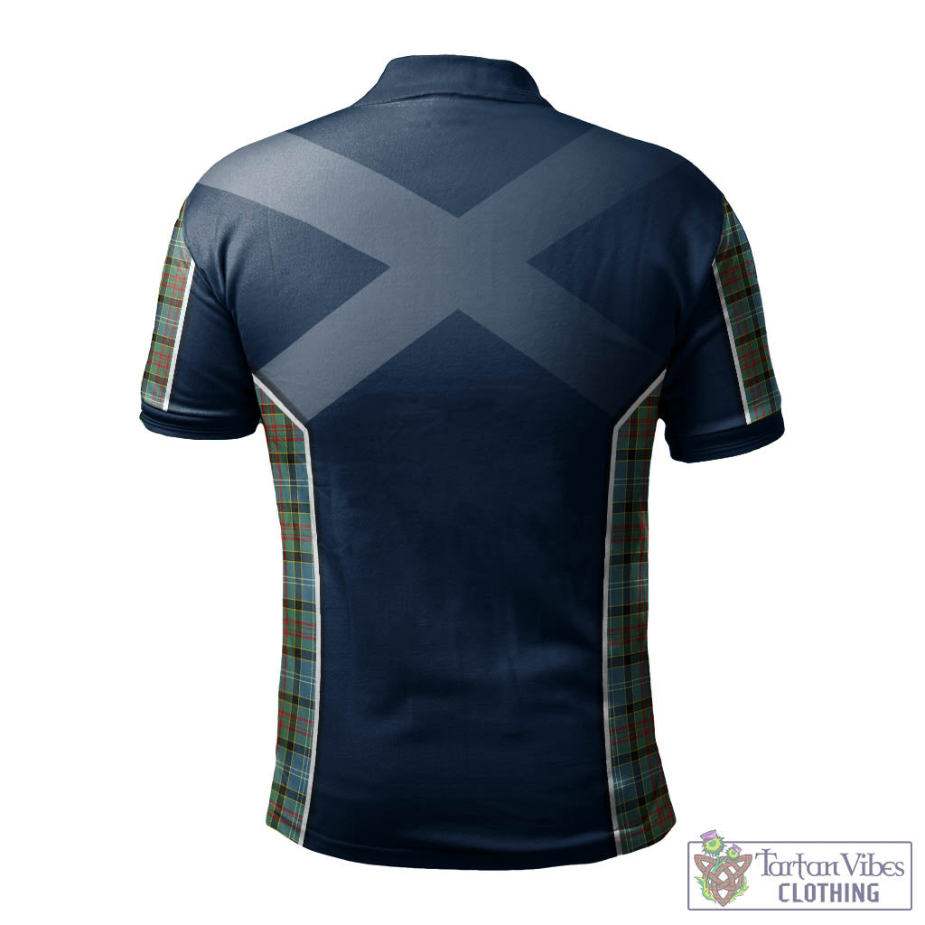 Tartan Vibes Clothing Brisbane modern Tartan Men's Polo Shirt with Family Crest and Lion Rampant Vibes Sport Style