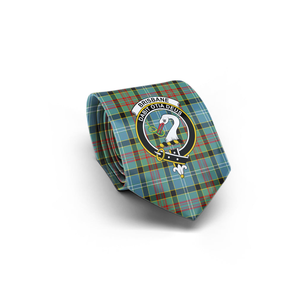 Brisbane Tartan Classic Necktie with Family Crest - Tartan Vibes Clothing